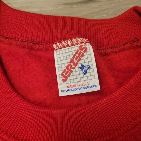 NOS Vtg Jerzees 90s Blank Red Crewneck Sweatshirt Size M 38-40 USA Made - Picture 2 of 5